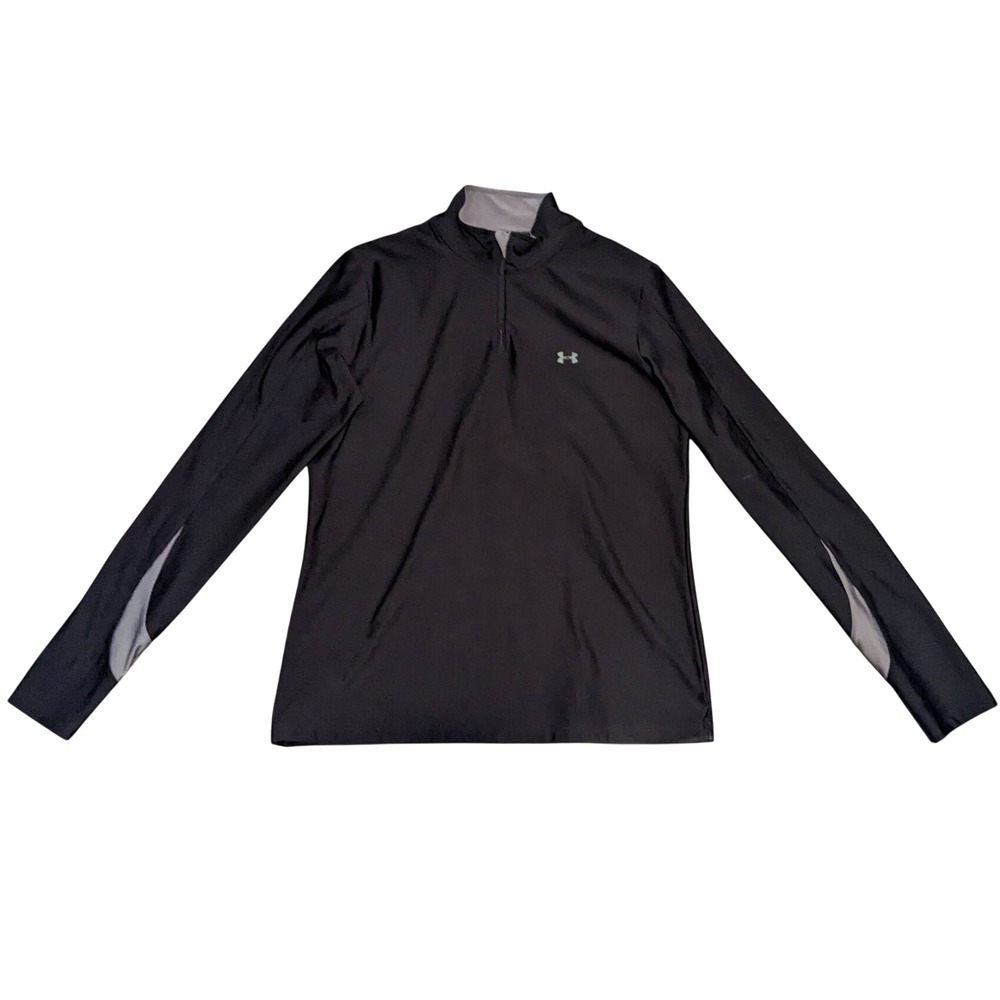 Under Armour Mens XL Black Grey Quarter Zip Pullover Long Sleeve Shirt VREL626